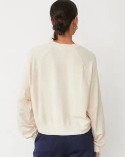 MONROW Softfleece Crop Crew Sweatshirt OFFWHITE Clearance